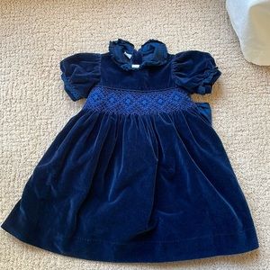 Velvet navy blue formal dress for girls